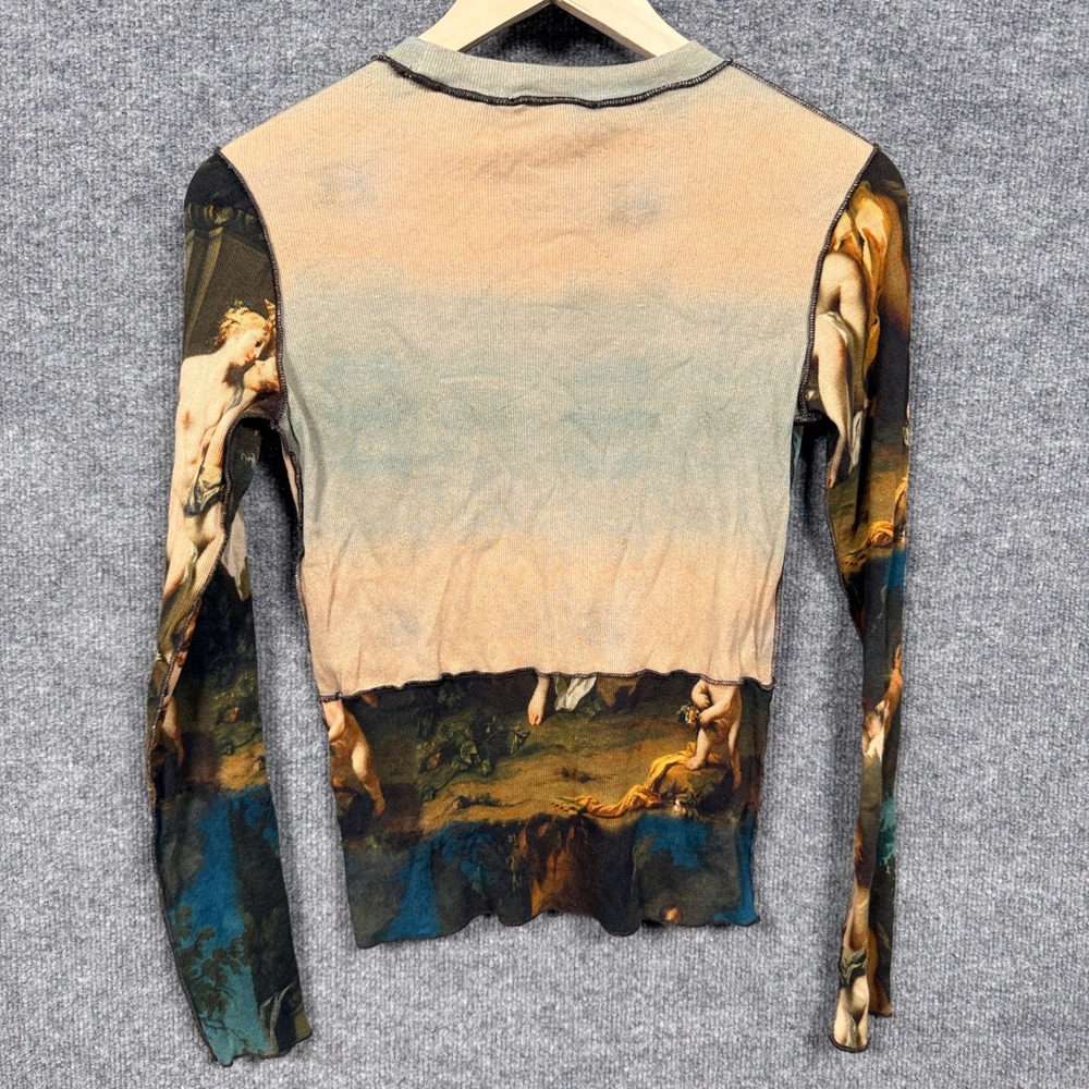 Desigual Size Medium Tee Tan Black Graphics Crew Neck Cherubs Slim Fit Artsy - Picture 3 of 8